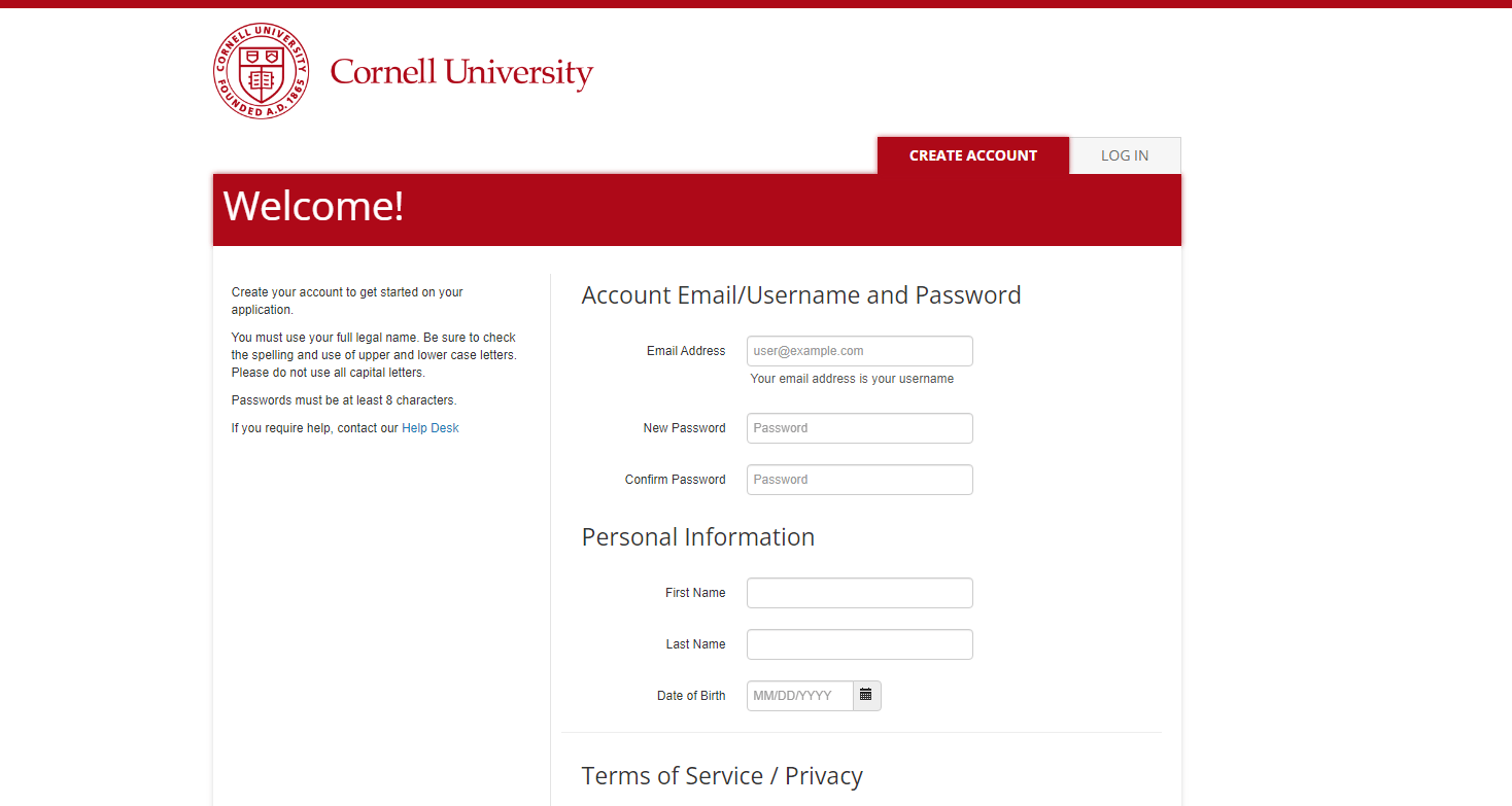 Admission or Login Page Cornell University-min