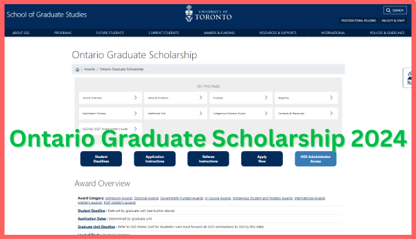 Ontario Graduate Scholarship 2024
